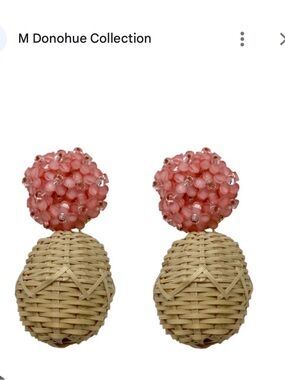 M Donohue Pink Bead Clusters & Woven Basket Drop Earrings